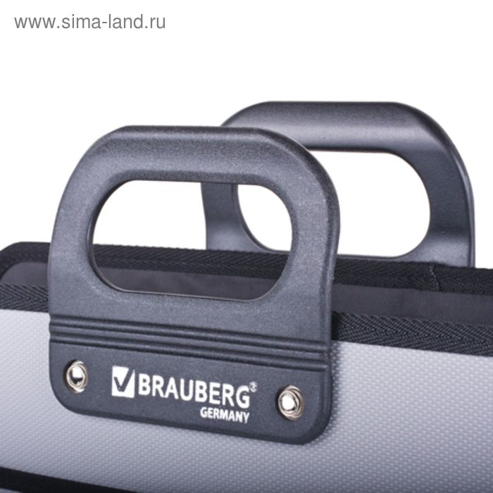 Портфель пластиковый А4 BRAUBERG "Премьер", 390 х 315 х 120 мм, 3 отделения, на молнии, серый