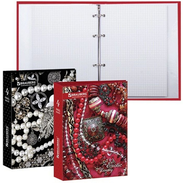 Тетрадь на кольцах А5, 120 листов клетка "Роскошь", обложка ламинированный картон, микс