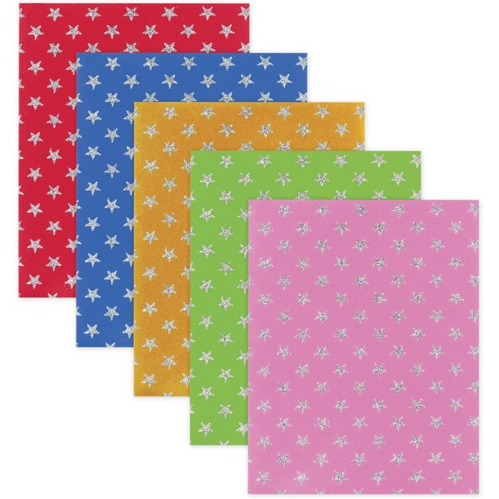 Набор фетра А4, 5 листов, 5 цветов, 210х297мм, узор из блесток