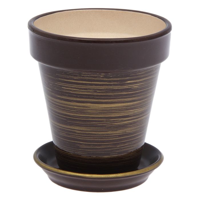 Горшок для цветов "Наперсток" 0,6 л, глянец, шоколад-золото