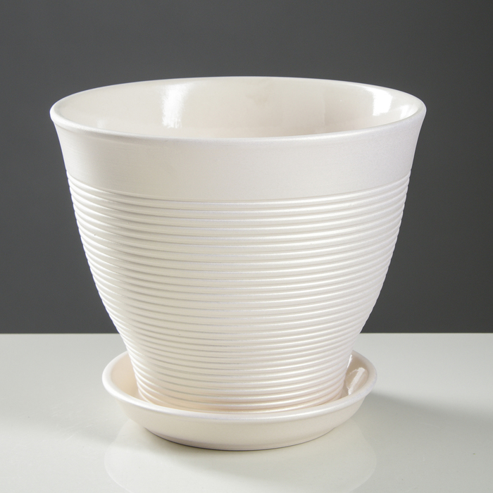 Горшок для цветов "Виктор" 4 л, резная, перламутр