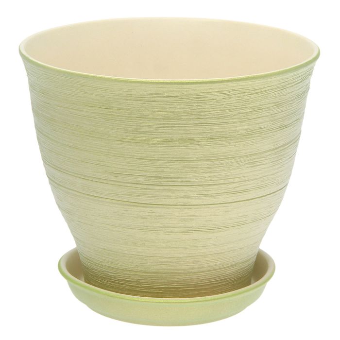 Горшок для цветов "Виктор" 4 л, резная, перламутр, салатовый