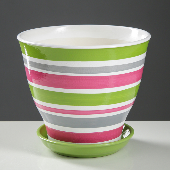 Горшок для цветов "Виктор" 4 л, полоска, разноцветная