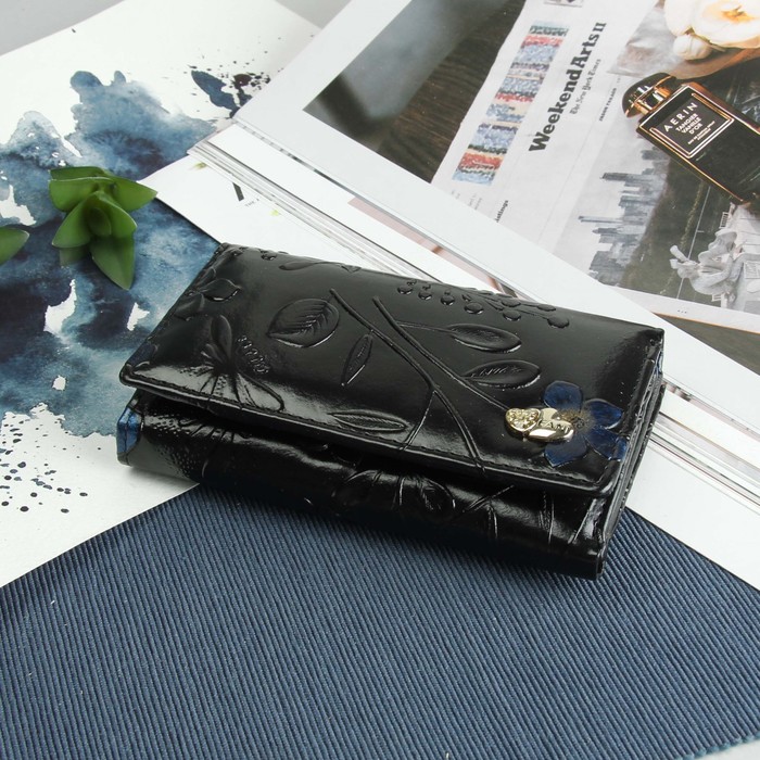 Кошелёк женский, 1 отдел, отдел для карт, для монет, цвет чёрный