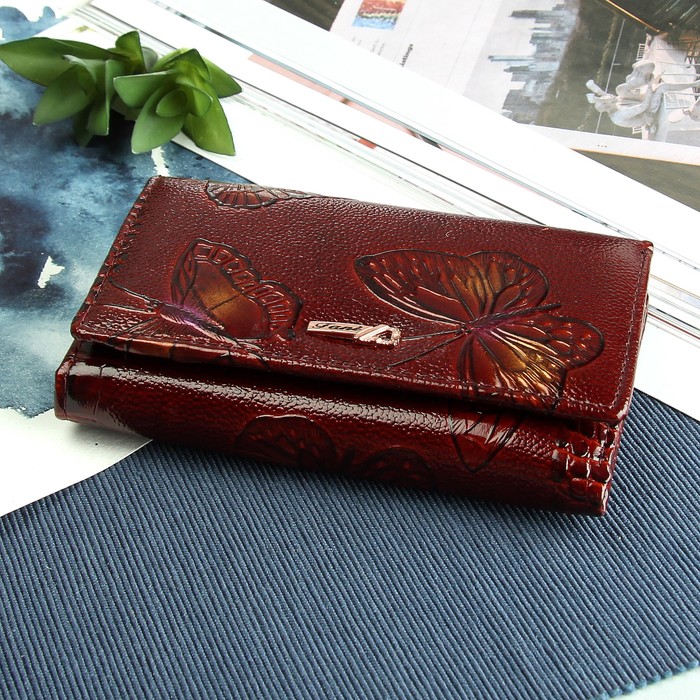 Кошелёк женский, 1 отдел, отдел для карт, для монет, цвет коричневый