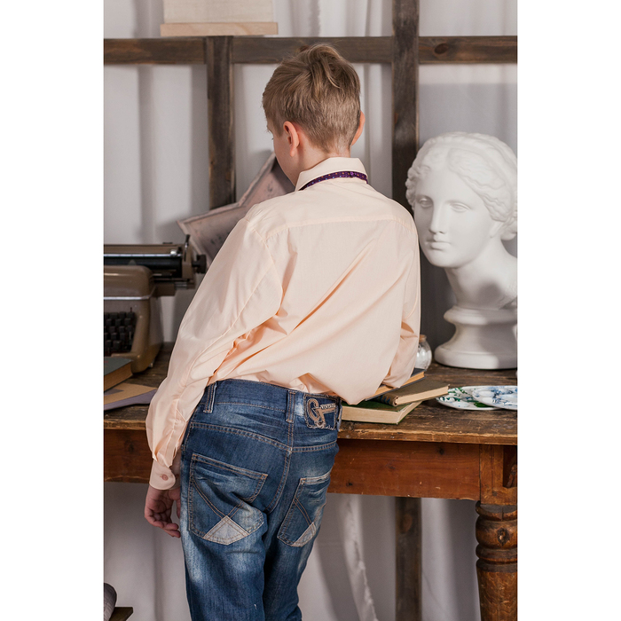 Сорочка для мальчика, рост 146-152 см (33), цвет персиковый 181Б