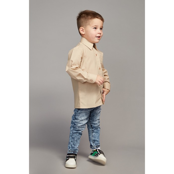 Сорочка для мальчика, рост 122-128 см (31), цвет бежевый 181А