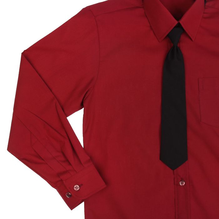 Сорочка для мальчика, нарядная с галстуком, рост 86 см (25), цвет бордо 1181_М