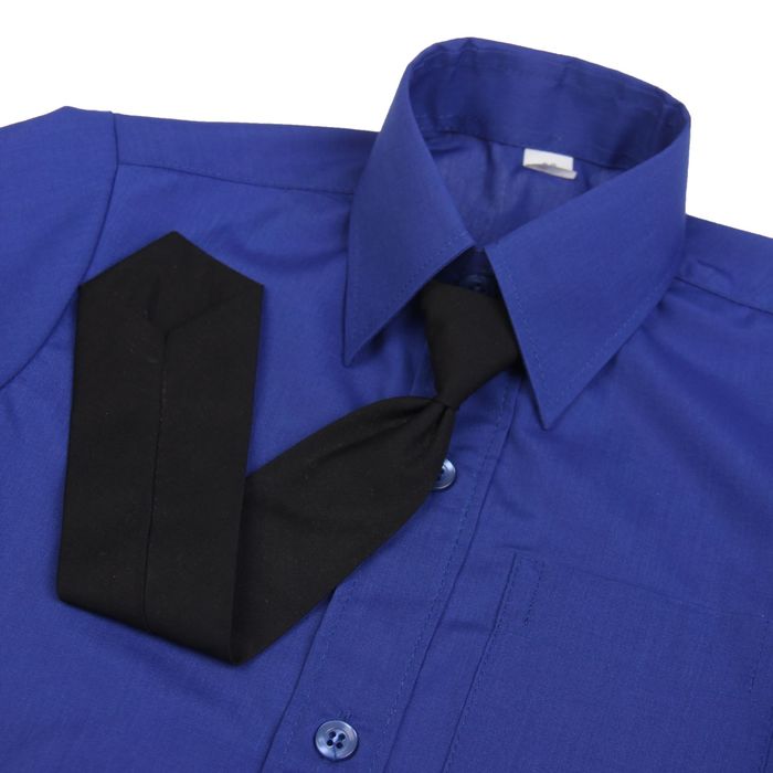 Сорочка для мальчика, нарядная с галстуком, рост 86 см (25), цвет васильковый 1181_М