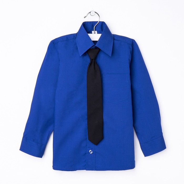 Сорочка для мальчика, нарядная с галстуком, рост 98-104 см (27), цвет васильковый 1181
