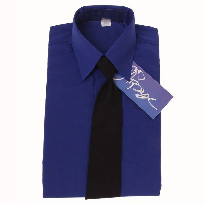 Сорочка для мальчика, нарядная с галстуком, рост 98-104 см (27), цвет васильковый 1181