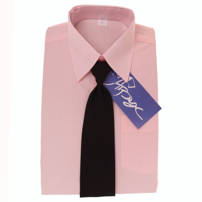 Сорочка для мальчика, нарядная с галстуком, рост 122-128 см (30), цвет светло-розовый 1181А 19208
