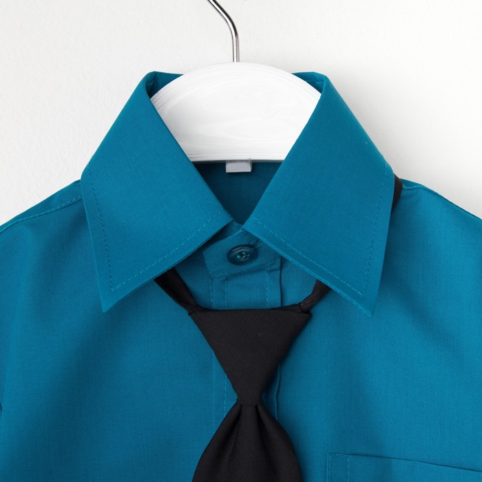 Сорочка для мальчика, нарядная с галстуком, рост 86 см (25), цвет морская волна 1181_М