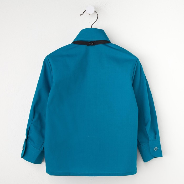 Сорочка для мальчика, нарядная с галстуком, рост 86 см (25), цвет морская волна 1181_М