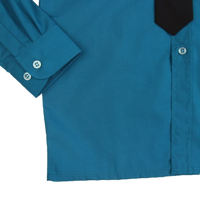 Сорочка для мальчика, нарядная с галстуком, рост 98-104 см (27), цвет морская волна 1181