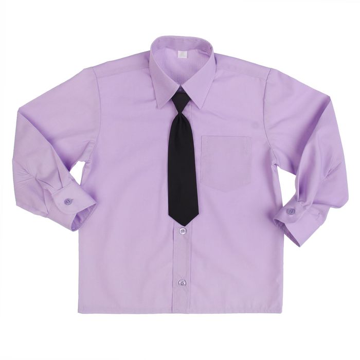 Сорочка для мальчика, нарядная с галстуком, рост 86 см (25), цвет сиреневый 1181_М