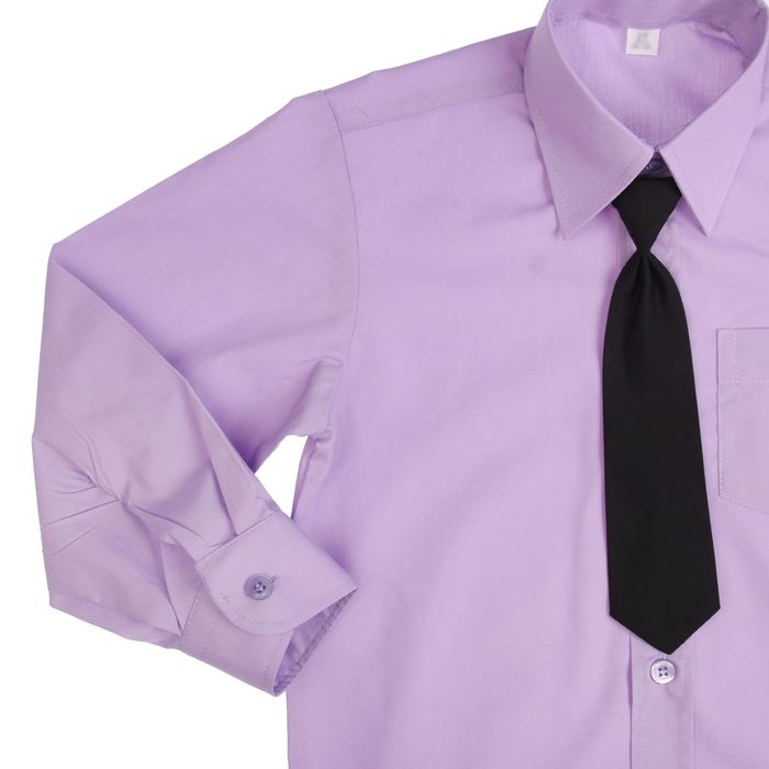 Сорочка для мальчика, нарядная с галстуком, рост 98-104 см (27), цвет сиреневый 1181