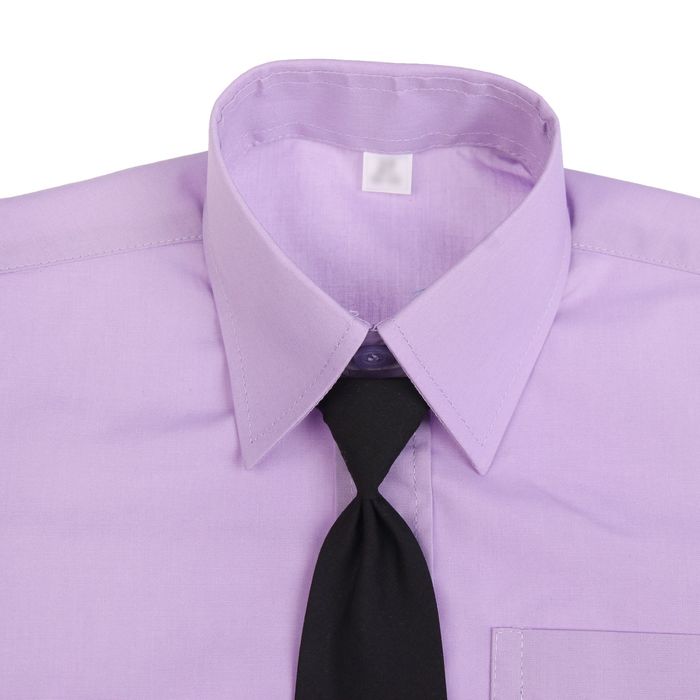 Сорочка для мальчика, нарядная с галстуком, рост 110-116 см (28), цвет сиреневый 1181