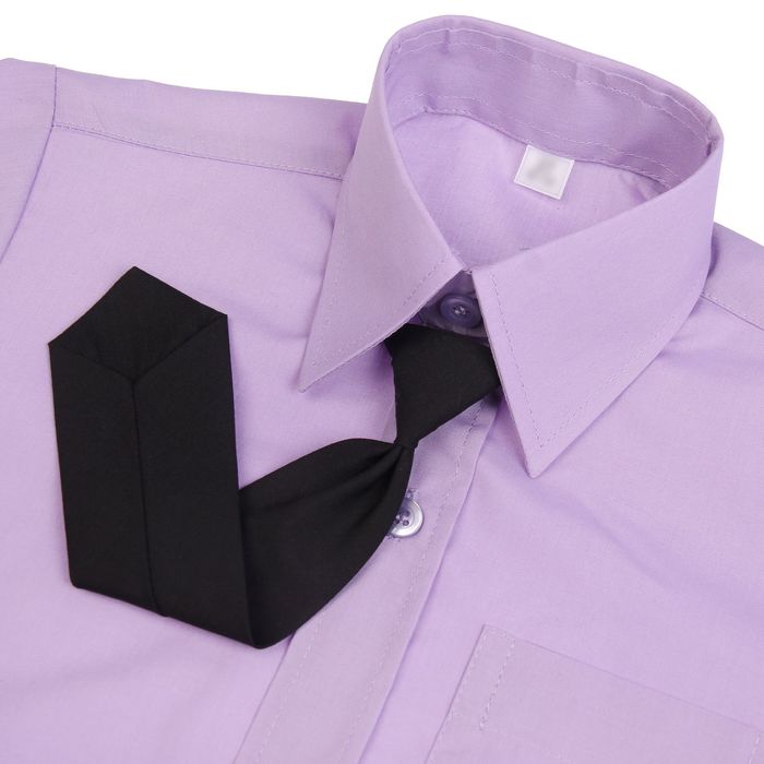 Сорочка для мальчика, нарядная с галстуком, рост 110-116 см (28), цвет сиреневый 1181