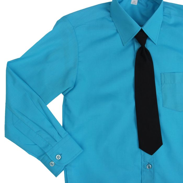 Сорочка для мальчика, нарядная с галстуком, рост 86 см (25), цвет бирюзовый 1181_М