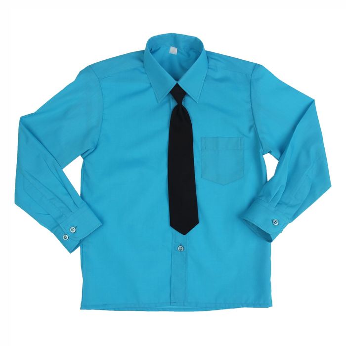 Сорочка для мальчика, нарядная с галстуком, рост 98-104 см (26), цвет бирюзовый 1181