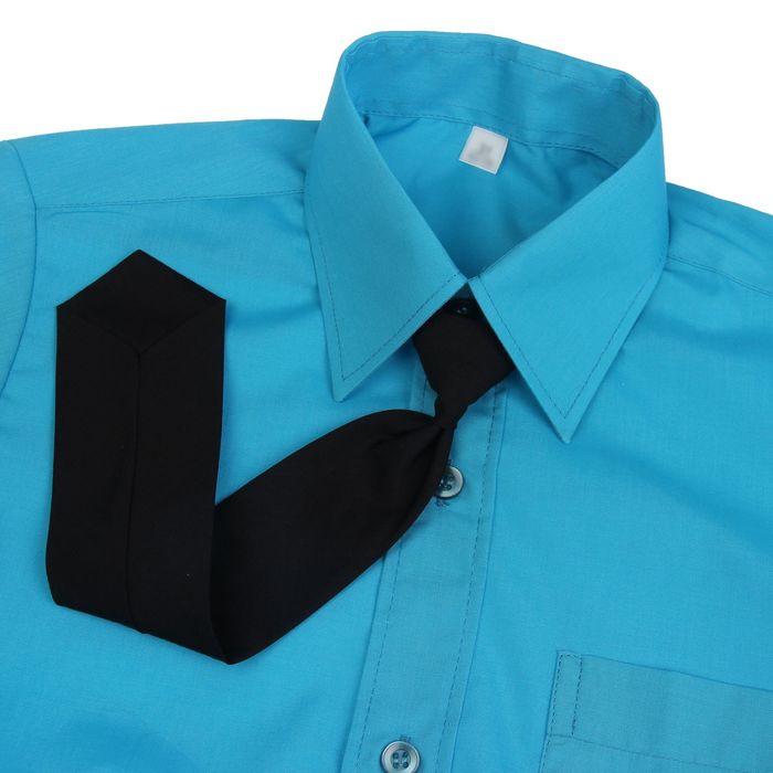 Сорочка для мальчика, нарядная с галстуком, рост 98-104 см (27), цвет бирюзовый 1181