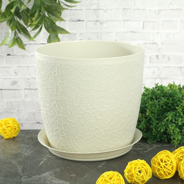 Кашпо с подставкой d=14 cм "Верона", цвет белый