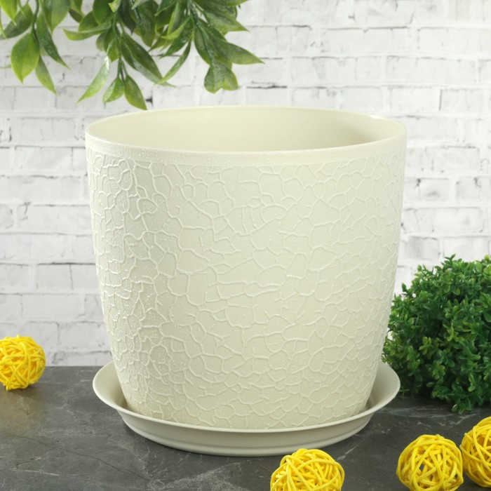 Кашпо с подставкой d=16 cм "Верона", цвет белый