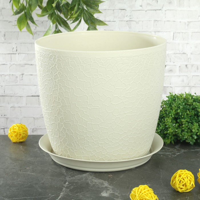 Кашпо с подставкой d=18 cм "Верона", цвет белый