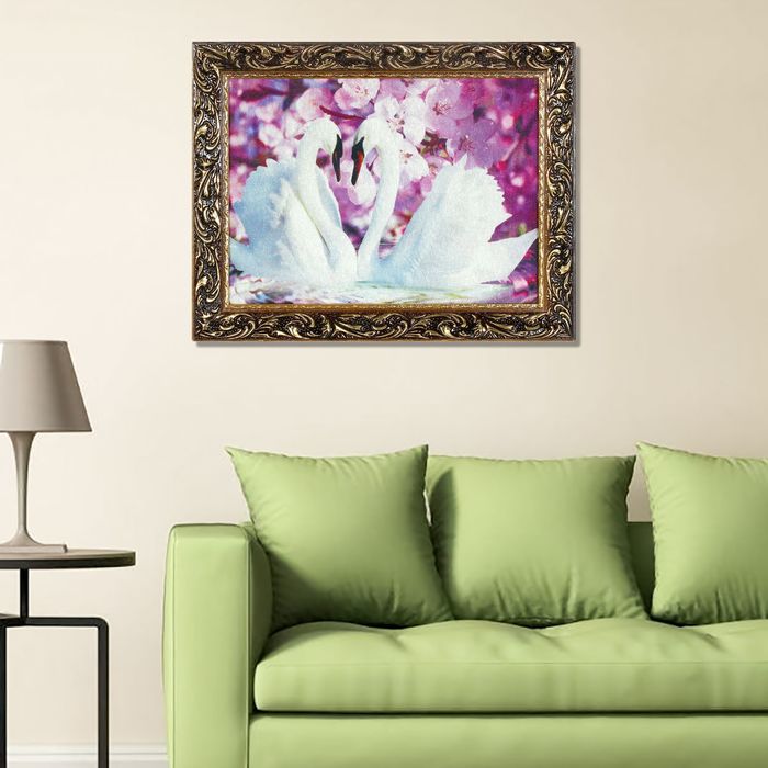 Гобеленовая картина "Лебеди" рама микс