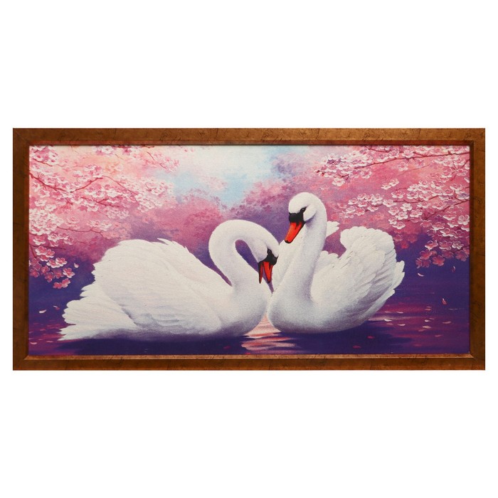 Гобеленовая картина Лебеди 63*123 см рамка МИКС