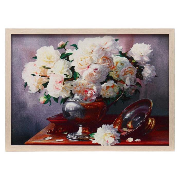 Гобеленовая картина "Розы белые" 53*73 см рамка микс