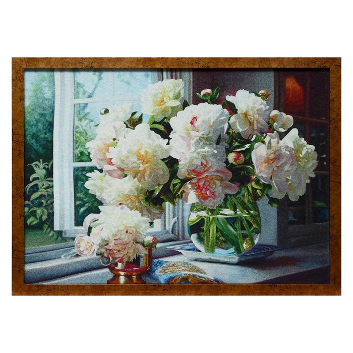 Гобеленовая картина Георгины на окне 53*73 см гобеленовая картина пионы на окне 34 43 см рама микс