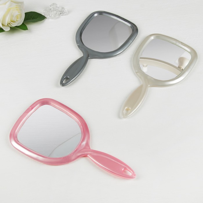 Зеркало подвесное, с ручкой, полуовальное, без увеличения, одностороннее, цвет МИКС