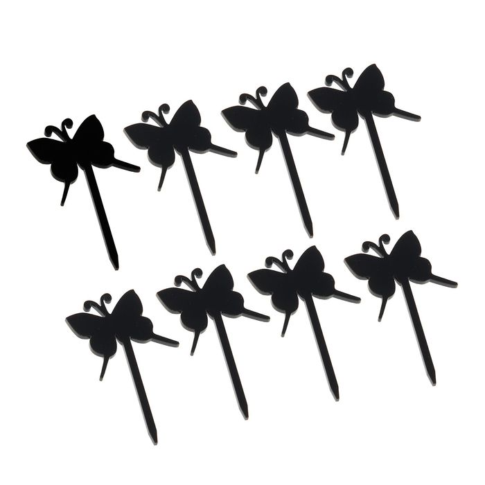 Набор топперов на пирожное "Бабочка" 8 шт, цвет черный
