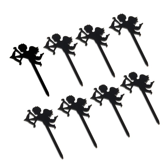 Топпер на пирожное "Купидон", 8 шт, цвет черный