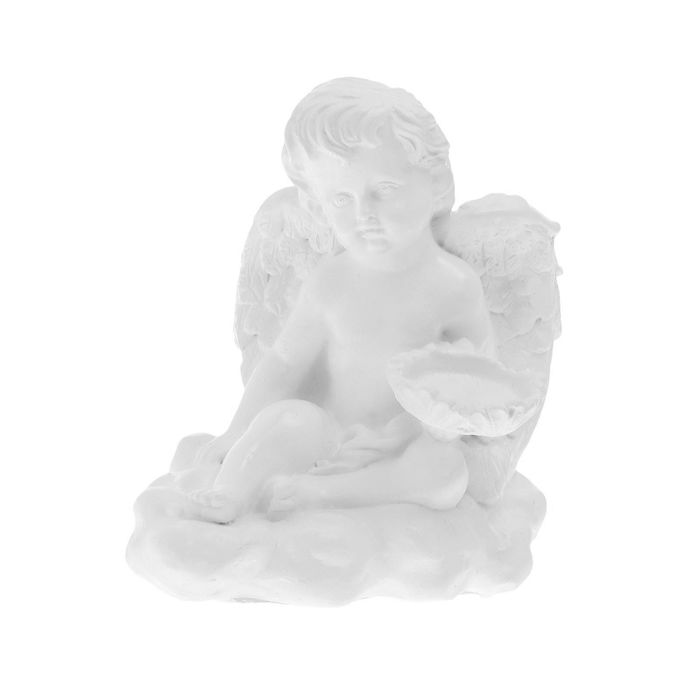 Статуэтка "Ангел сидячий" маленькая, белая, с подсвечником