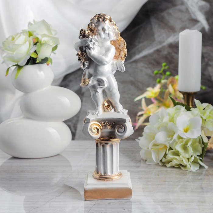 Статуэтка "Ангел на колонне" малый, золото, 33 см