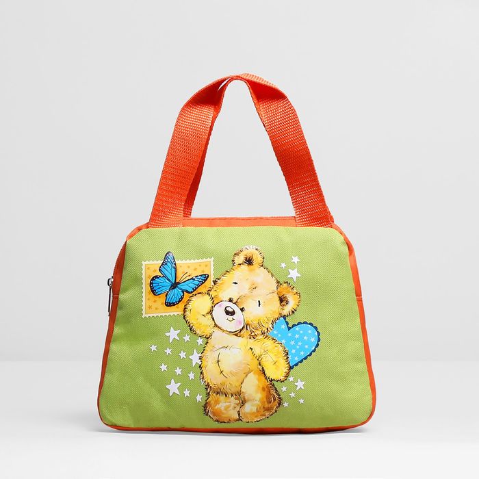 Сумка детская на молнии, 1 отдел, наружный карман, цвет салатовый/оранжевый