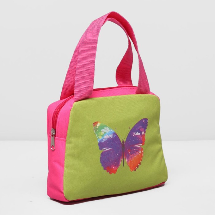 Сумка детская на молнии, 1 отдел, наружный карман, цвет розовый/салатовый