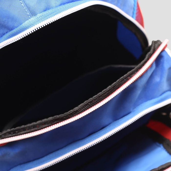 Рюкзак детский на молнии, 2 отдела, 2 наружных кармана, цвет василёк/красный