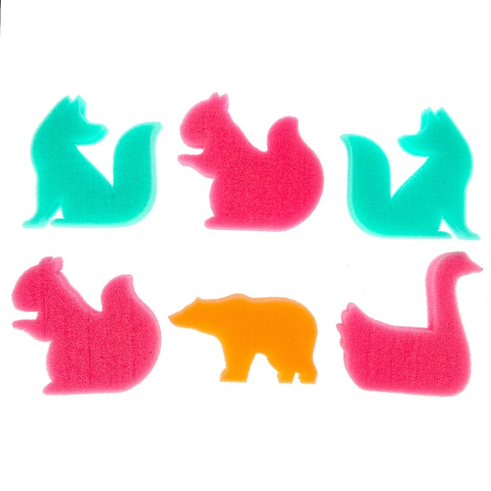 Купалки-мочалки «Фигурки», набор 6 шт., МИКС