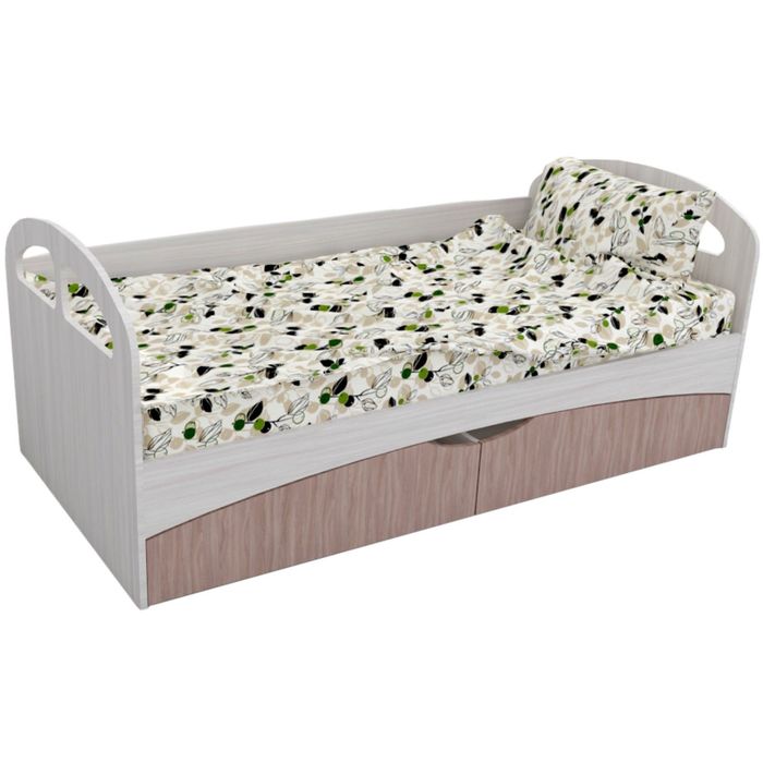 Кровать Альфа 3 с ящиками Ясень шимо светлый/темный