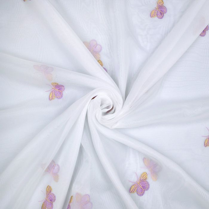 Тюль для кухни "Этель" Жёлтые бабочки 140х200 см, 100% п/э