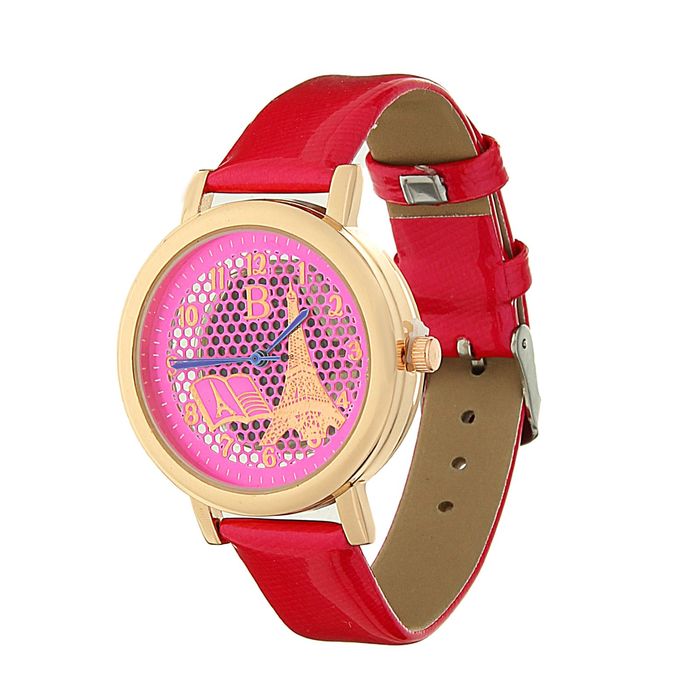 Часы наручные женские, "Книга", ремешок темно-розовый