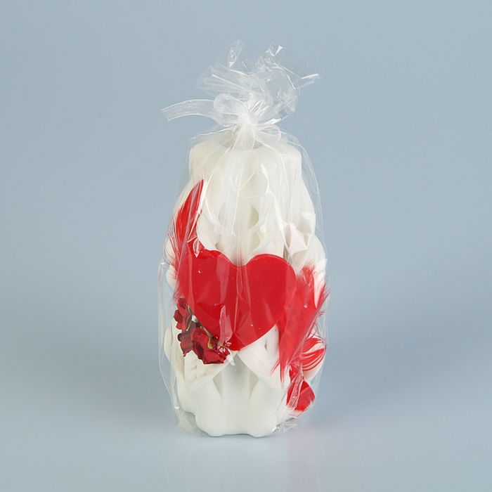 Свеча резная 15-17см "Крылатое сердце" белая