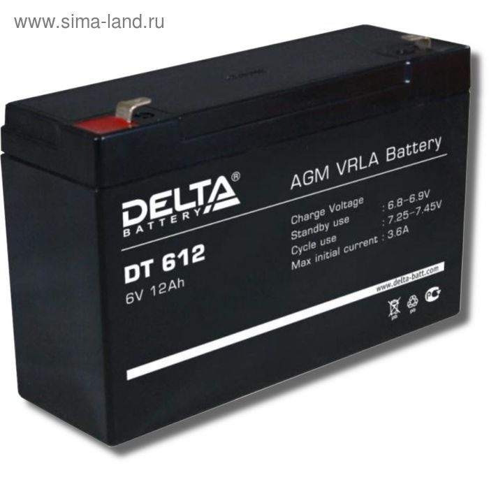 фото Аккумуляторная батарея delta dt612, 6 в, 12 а/ч