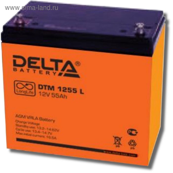 фото Аккумуляторная батарея delta dtm1255 l, 12 в, 55 а/ч