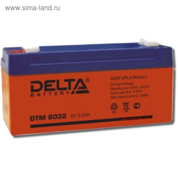 фото Аккумуляторная батарея delta dtm6032, 6 в, 3.2 а/ч