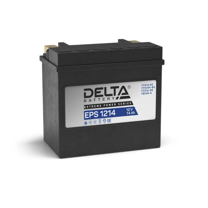 Аккумуляторная батарея Delta EPS 1214 (YTX14-BS, YTX14H-BS) 12 В, 14 Ач прямая (+ -) аккумуляторная батарея red energy re 12 14 ytx14 bs ytx16 bs yb16b a 12v 14 ач прямая